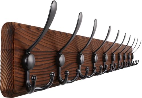 Gohiuo Rustic 38.6" Large Coat Rack Wall Mount, Long Wood Coat Hooks by Gohiuo