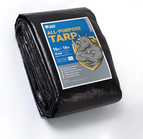 GUARD SHIELD Tarps Heavy Duty Waterproof 16x16 Feet Black Poly Tarp Cover by GUARDSHIELD