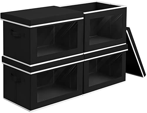 Homsorout Storage Bins with Lids, 4 Pack Large Storage Cubes with Window by Homsorout