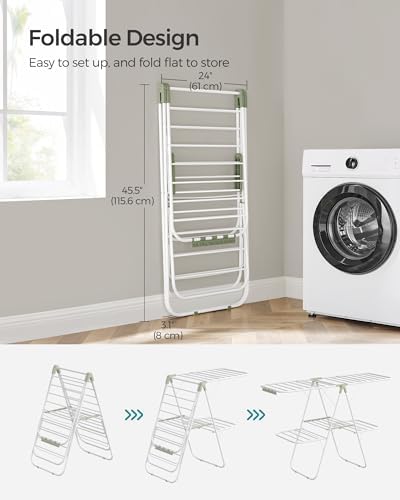 SONGMICS Clothes Drying Rack, Foldable 2-Level Stee Laundry Drying Rack - Image 7