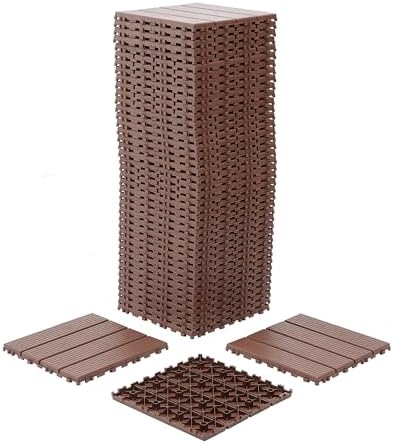 Plastic Interlocking Deck Tiles 12"x12" Waterproof Outdoor Patio Flooring PP - Image 4