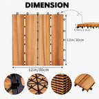 Solid Acacia Wood Interlocking Deck Tiles Snap Together Floor - Image 3