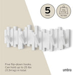 Umbra Sticks Wall Mount Coat Rack, 5 Hook Retractable Pegs - Image 5