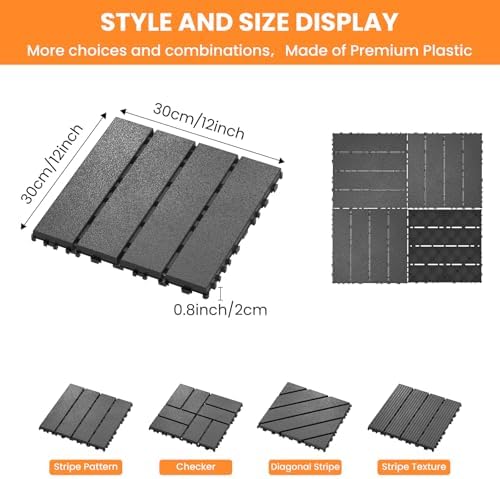 44 Pack Plastic Interlocking Deck Tiles, Patio Floor Decking Tiles - Image 2