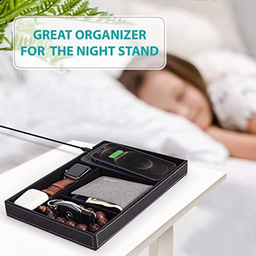 Valet Tray, Built in Wireless Charging Pad, Nightstand Organizer - Image 4