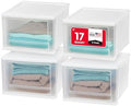 IRIS USA 4-Pack, 17 Qt. Medium Stacking Drawer Storage Organizer by IRISUSA