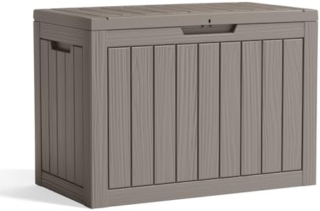 55 Gal Outdoor Storage Box Waterproof Lockable Deck Box Grey by ASKPASS