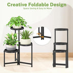 iDavosic.ly 3 Tier Folding Plant Stand Indoor Outdoor, Plastic Tray - Image 3