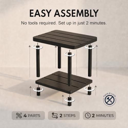 PASAMIC Outdoor Side Table, 2-Tier Square Patio Table - Image 4