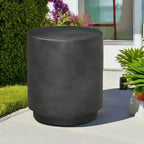 HOMCOM Outdoor Side Table Round Small End Table Concrete Finish Dark Gray - Image 6