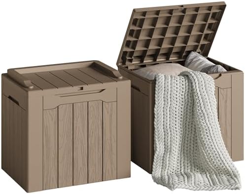 Devoko 30 Gallon Resin Deck Box 2 Pack Outdoor Indoor Waterproof Storage Box by DEVOKO