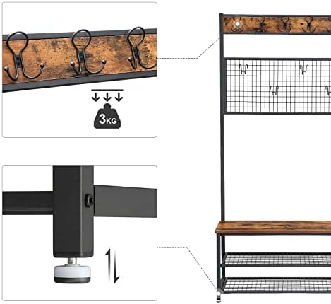 VASAGLE Coat Rack and Storage Bench, Hall Tree - Image 6