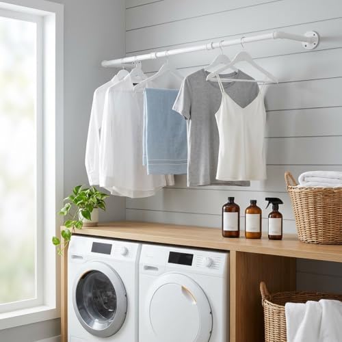 Industrial Iron Pipe Clothes Hanging Bar DIY Wall-Mounted Garment Rack Heavy - Image 5