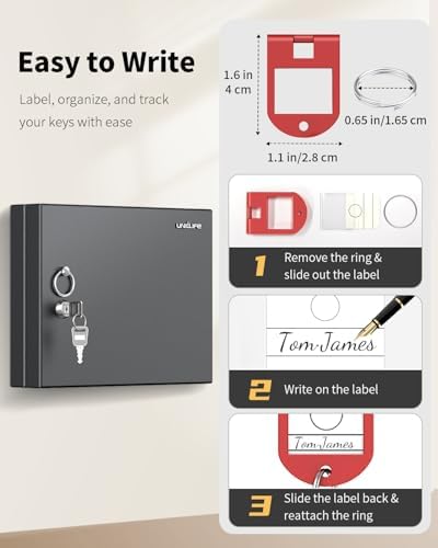 Uniclife 16 Keys Key Lock Box, Wall Mount Key Box, Car Key Organizer - Image 6