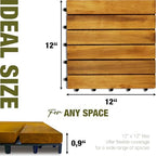 Acacia Wood Interlocking Deck Tiles, Patio & Backyard Tile, 12 in - Image 5