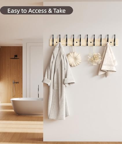 Optish 2 Pack Wooden Coat Rack Wall Mount, 16.1" Rustic Coat Hanger Hooks - Image 4