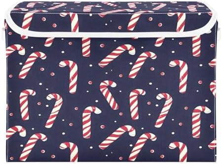 Bolaz Storage Bins with Lids and Handles, Christmas Candy Cane Pattern Storage - Image 2