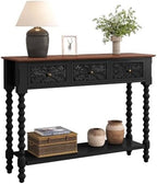 Console Table with 3 Vintage Carved Drawers - Image 7