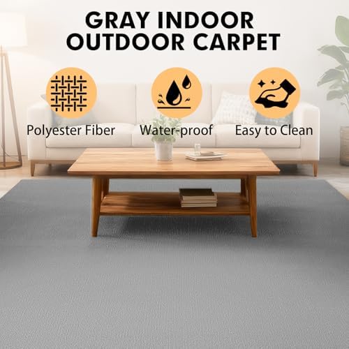 Grefinity Marine Carpet, 6 FT x 18 FT Gray Indoor Outdoor Carpet - Image 3