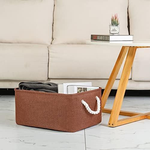 TheWarmHome Decorative Basket Rectangular Fabric Storage Bin Organizer Basket - Image 4