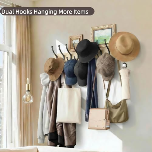 Optish 2 Pack Wooden Coat Rack Wall Mount, 16.1" Rustic Coat Hanger Hooks - Image 6