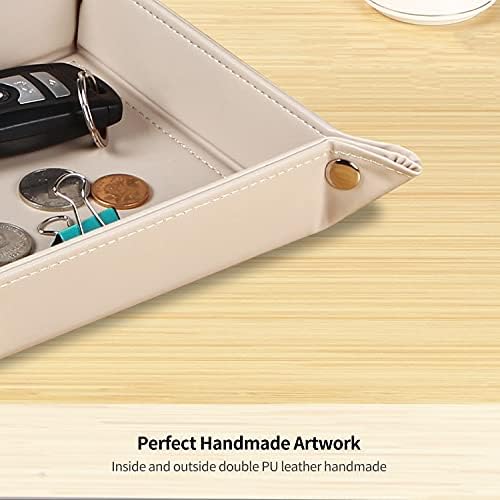 YAPISHI Valet Tray, Foldable PU Leather Catchall Tray/Dish/Caddy Orange - Image 4