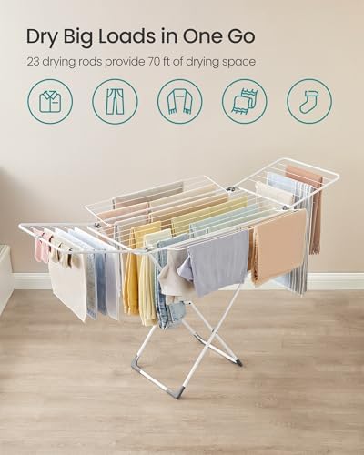 SONGMICS Clothes Drying Rack, Heavy Duty, 4 Gullwings - Image 3