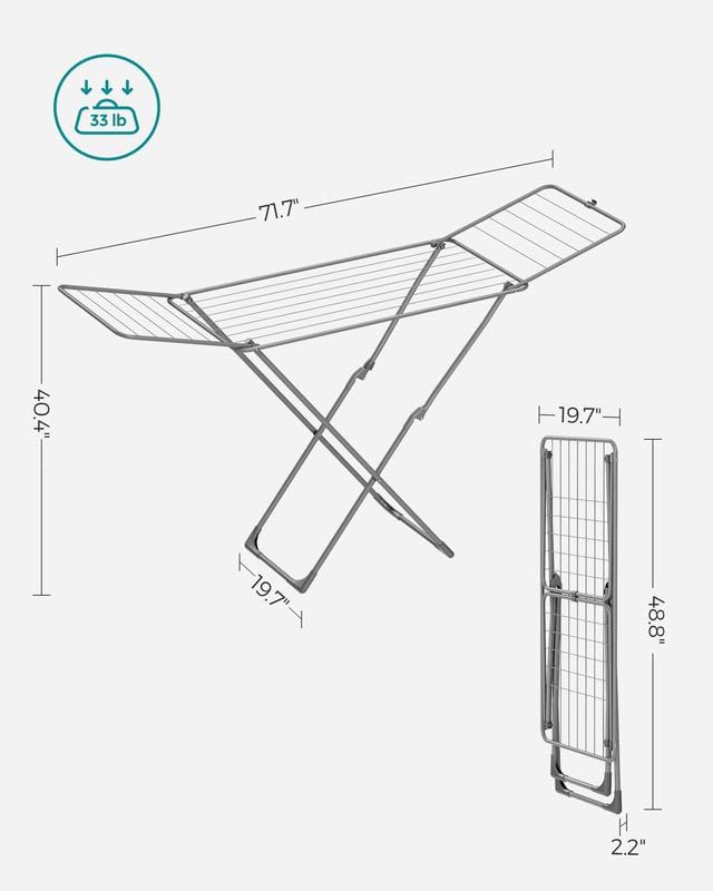 SONGMICS Clothes Drying Rack, Heavy Duty, 2 Gullwings - Image 6