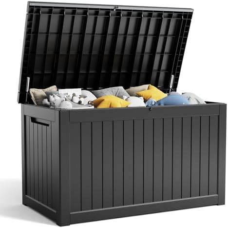 281 Gallon Outdoor Storage Box Lockable Waterproof Deck Box, Weatherproof by ASKPASS