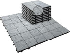 JJWOOD Stone-Look Interlocking Deck Tiles, Matte Rock Texture Outdoor Floor by Unknown