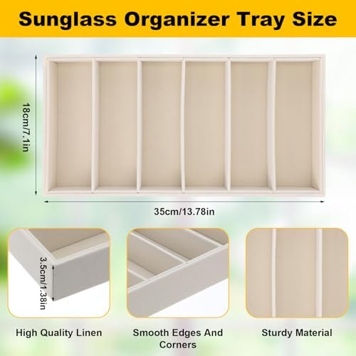2 Pack Sunglass Drawer Organizer, 6 Grid Velvet Glasses Tray, Eyeglasses - Image 2