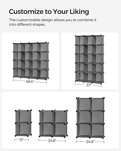 SONGMICS 16 Cube Storage Organizer，Plastic Stackable Cube Shelf - Image 6