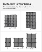 SONGMICS 16 Cube Storage Organizer，Plastic Stackable Cube Shelf - Image 6