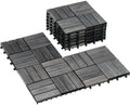 PrimeZone 9 PCS Solid Acacia Wood Interlocking Patio Deck Tiles Outdoor by PrimeZone