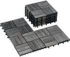 PrimeZone 9 PCS Solid Acacia Wood Interlocking Patio Deck Tiles Outdoor by PrimeZone