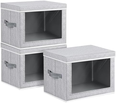 Homsorout Storage Bins with Lids, 3 Pack Large Storage Cubes with Window by Homsorout