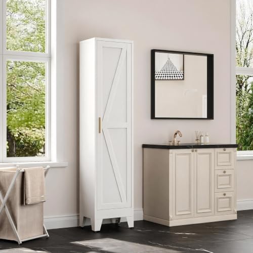 Bevivog 67" Slim Storage Cabinet, Narrow Metal Cabinet Closet - Image 6