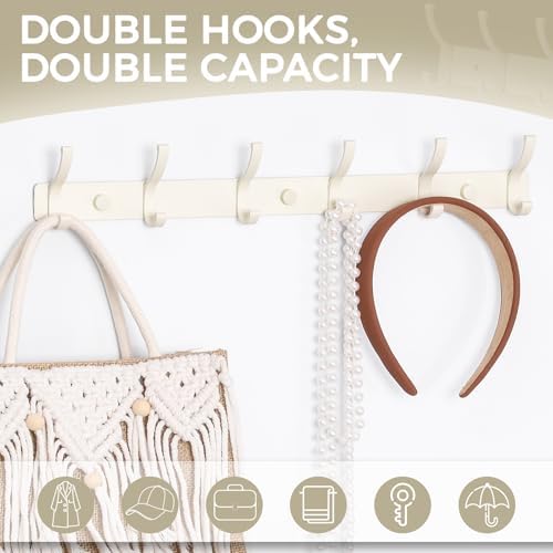 Dntorx Coat Rack Wall Mount, 2 Pack White Coat Hooks Hanger Wall - Image 4