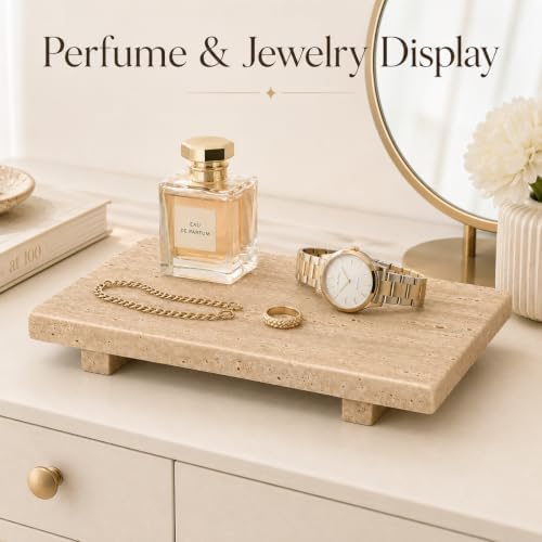 Travertine Pedestal Decorative Tray 13.8 x 6.7 in - Image 7
