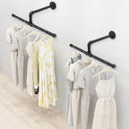 Industrial Pipe Clothes Rack Floating DIY Wall Mounted, Heavy Duty Rustic - Image 2