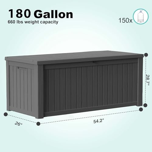 180 Gallon Outdoor Deck Box, Lockable Waterproof Outdoor Storage Boxes - Image 2
