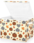 Bolaz Storage Bins with Lids and Handles, Pumpkin Maple Leaf Pattern Storage by Unknown