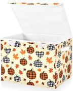 Bolaz Storage Bins with Lids and Handles, Pumpkin Maple Leaf Pattern Storage by Unknown