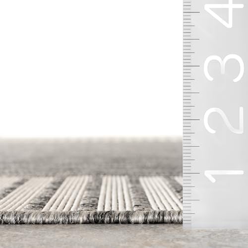 nuLOOM Asha Grey Bordered Power Loomed Indoor/Outdoor Area Rug - Image 2