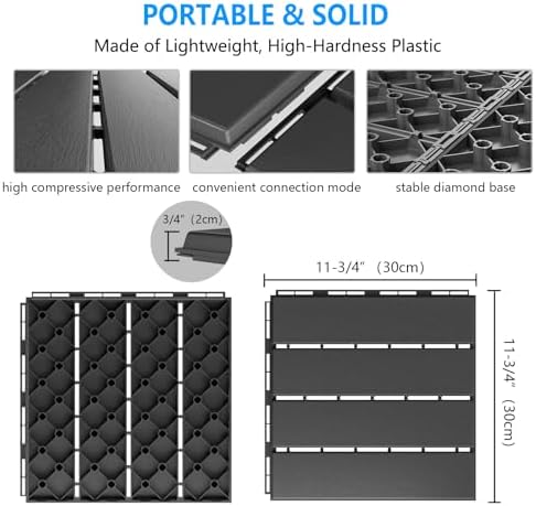 12"x12" Deck Tiles, 36 Pack Interlocking Patio Flooring, Dark Grey - Image 5
