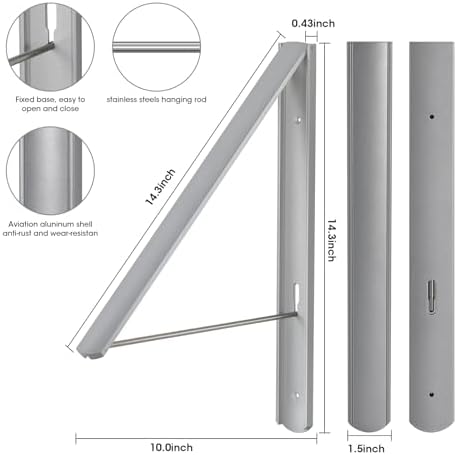 Foldable Clothes Drying Rack, Wall Mounted - Image 3