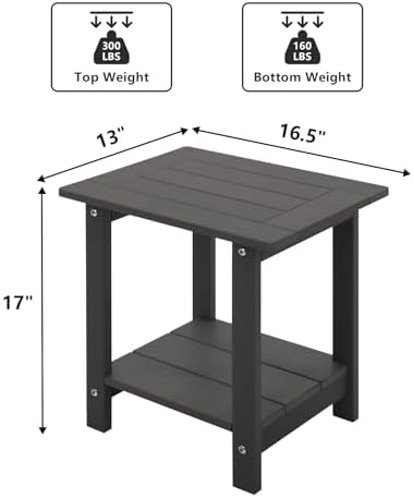 Meluvici Double Adirondack Side Table Weather Resistant, Outdoor Rectangular - Image 3