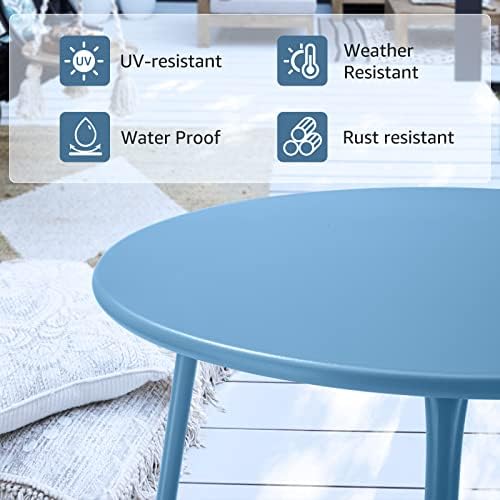 Small Patio Side Table, Round Metal Side Table, Weatherproof, Outdoor End Table - Image 5