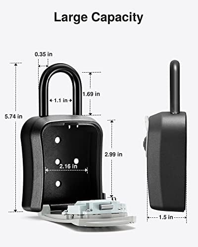 Puroma Key Lock Box Outdoor 4 Digit Code Combination Lockbox House, 1 Gray - Image 4