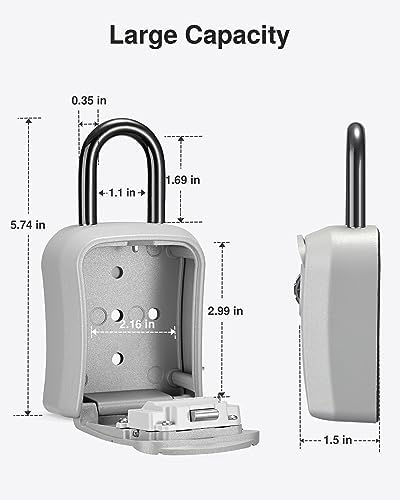 Puroma Key Lock Box Outdoor 4 Digit Code Combination Lockbox House 1 Silver - Image 6